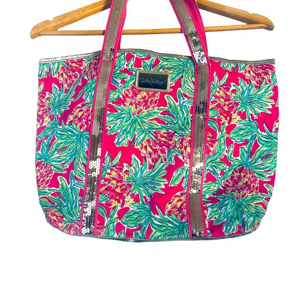 Lilly Pulitzer Spike the Punch Orchard Pink Sequins Tote Bag